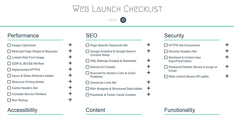 Web Launch Checklist Portfolio