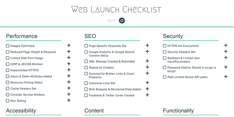 Web Launch Checklist Item 1